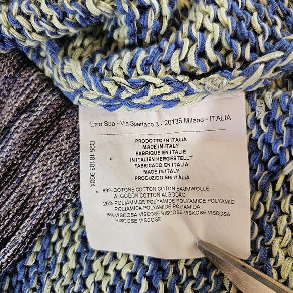 Etro Blue Multi Melange Knit Heavy Longline Sweater Cardigan Size 40 / Small EUC - Picture 4 of 9